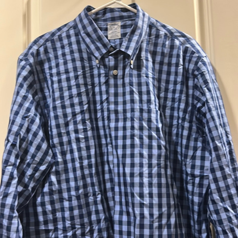Brooks Brothers Gingham Checkered Button Down 100% American Supima Cotton XL